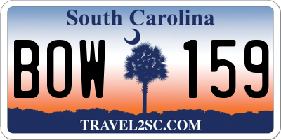 SC license plate BOW159