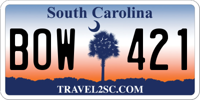 SC license plate BOW421