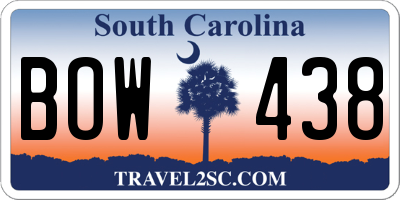 SC license plate BOW438