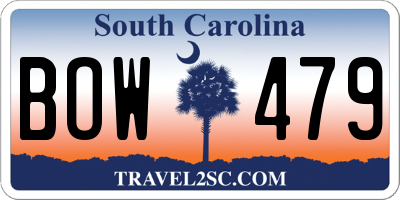 SC license plate BOW479