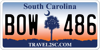 SC license plate BOW486
