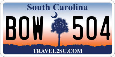 SC license plate BOW504