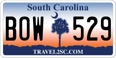 SC license plate BOW529