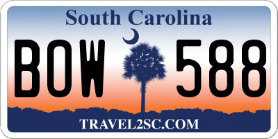 SC license plate BOW588