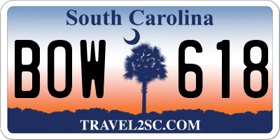 SC license plate BOW618