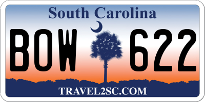 SC license plate BOW622