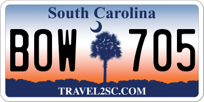 SC license plate BOW705
