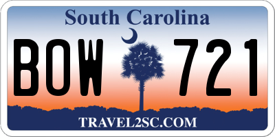 SC license plate BOW721