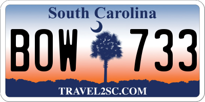 SC license plate BOW733