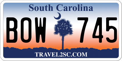 SC license plate BOW745