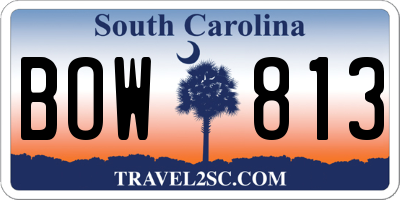 SC license plate BOW813