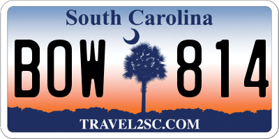 SC license plate BOW814
