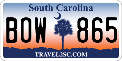 SC license plate BOW865