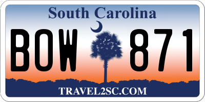 SC license plate BOW871