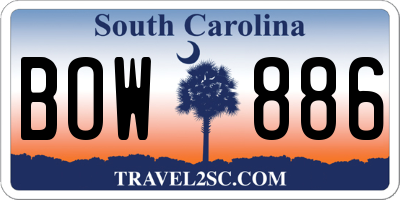 SC license plate BOW886