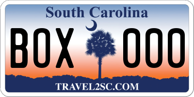 SC license plate BOX000