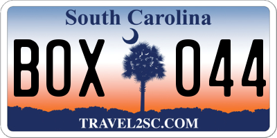 SC license plate BOX044