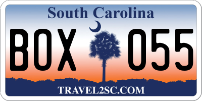 SC license plate BOX055