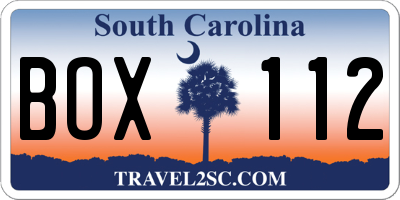 SC license plate BOX112