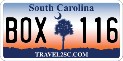 SC license plate BOX116