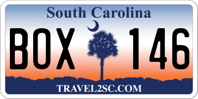 SC license plate BOX146