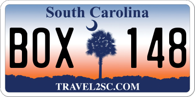 SC license plate BOX148