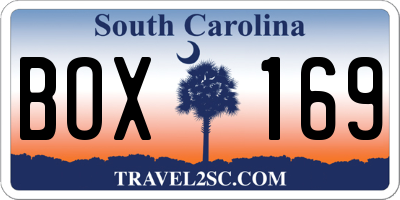 SC license plate BOX169