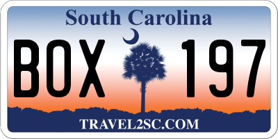 SC license plate BOX197