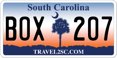 SC license plate BOX207