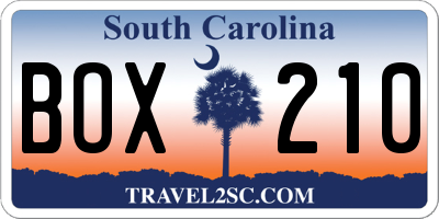SC license plate BOX210
