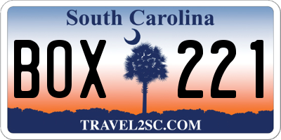 SC license plate BOX221