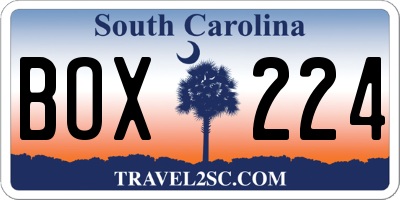 SC license plate BOX224