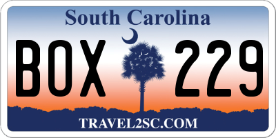 SC license plate BOX229