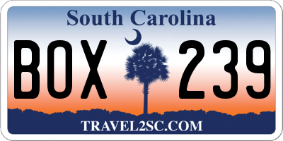 SC license plate BOX239