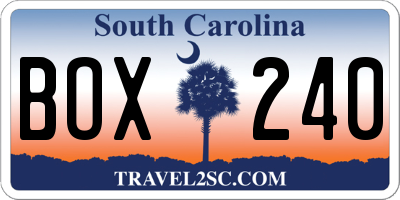 SC license plate BOX240