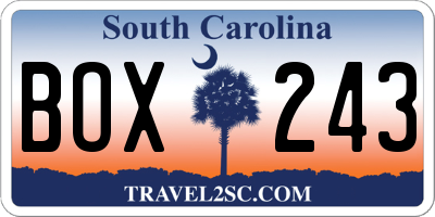 SC license plate BOX243