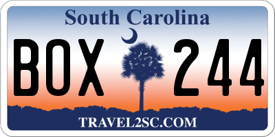 SC license plate BOX244
