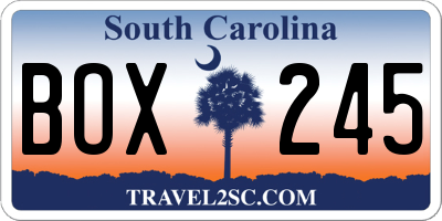 SC license plate BOX245