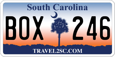 SC license plate BOX246