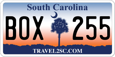 SC license plate BOX255