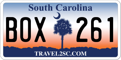 SC license plate BOX261