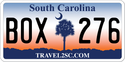 SC license plate BOX276