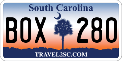 SC license plate BOX280