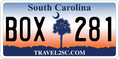 SC license plate BOX281