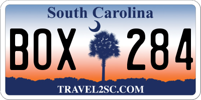 SC license plate BOX284