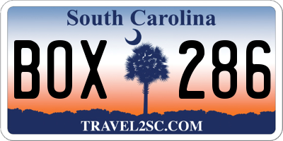 SC license plate BOX286
