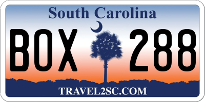 SC license plate BOX288