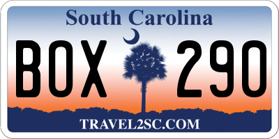 SC license plate BOX290