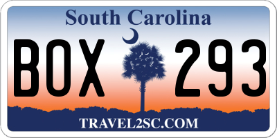SC license plate BOX293