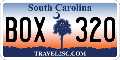 SC license plate BOX320